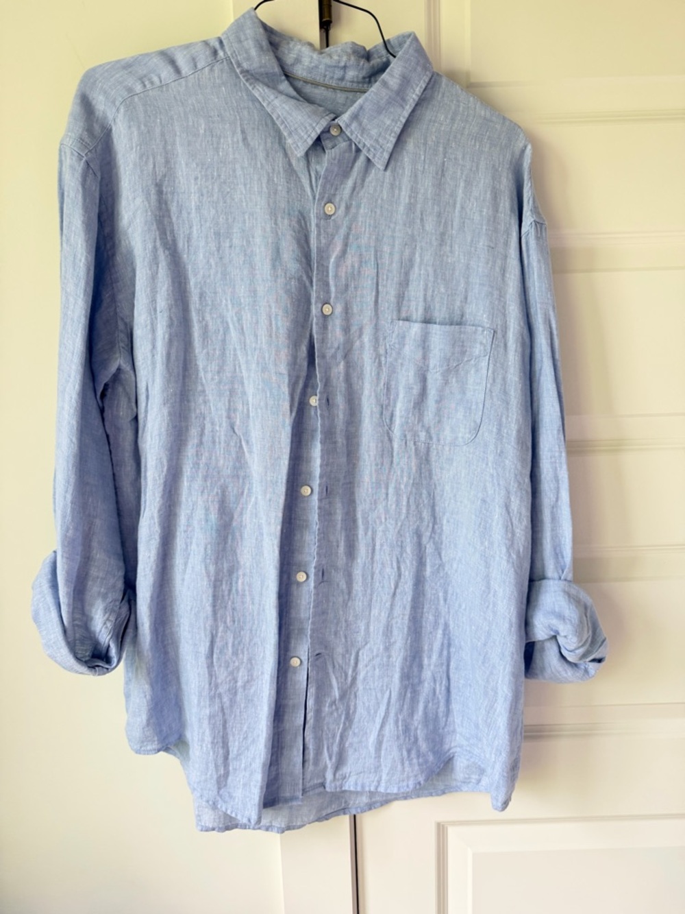 Jos A Bank linen Blue Men's Linen Button-Up Shirt